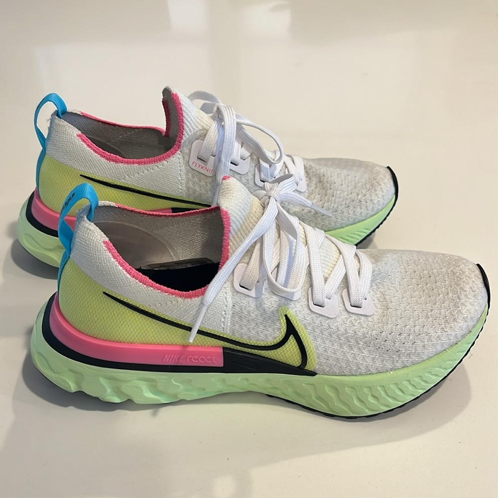 NIKE React Infinity Flyknit running shoes.  Women’s size 7.5. Volt pink glow. - Picture 2 of 12